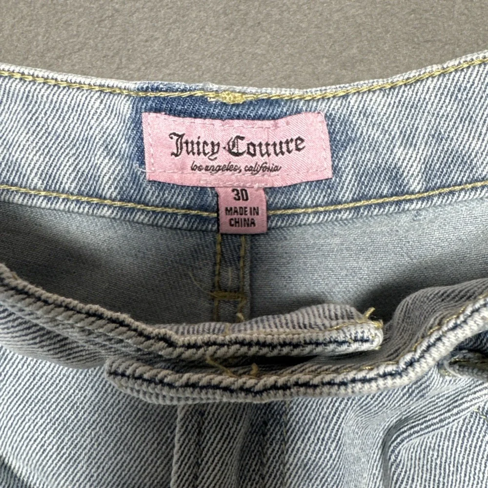 Juicy Couture Cargo Jeans Sz 30 (28x34) Wide Leg Distressed Faded Boho Y2k Denim